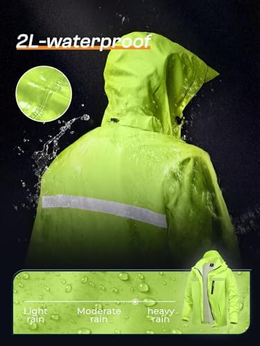 Men's Rain Suit High Visibility Reflective Work Rain Jacket Pants for All Sport Farm Fishing Motorcycle - Image 2