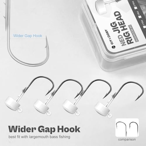 Ned Rig Jig Heads, 20/40 Pack Finesse Mushroom Jig Hooks for Bass Fishing - Image 4