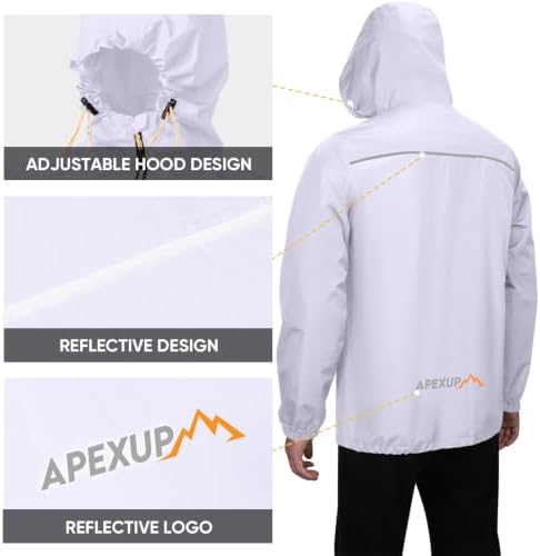APEXUP Packable Rain Jacket Men Waterproof Lightweight Raincoat with Hood - Image 3