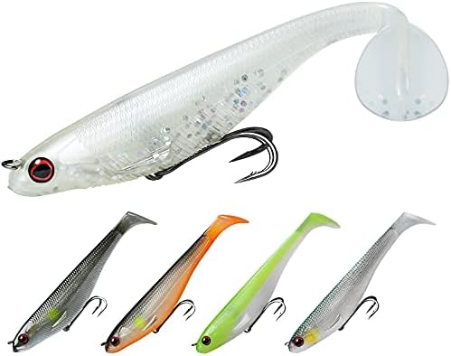 TRUSCEND Shadtale Easy Catch Soft Fishing Lures, Unique Vibration and Action for Various Rigs, Paddle Tail Swimbaits Trailer for Bass, Trout, Crappie, Walleye, Redfish, Saltwater & Freshwater Fishing by TRUSCEND