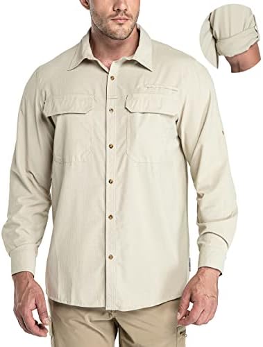 33,000ft Men's Long Sleeve Sun Protection Shirt UPF 50+ UV Quick Dry Cooling Fishing Shirts for Travel Safari Camping Hiking by 33000ft