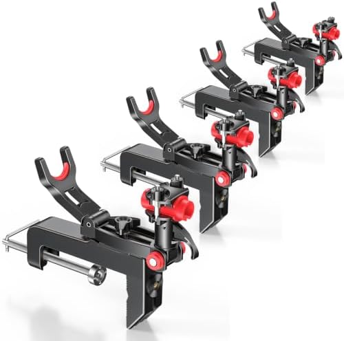 2/4 Pack Clamp On Fishing Rod Holders for Boat Canoe Pontoon Dock by Eyoyofishcam