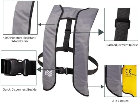 Automatic Inflatable Life Jacket | Low Profile PFD for Adults | Compact Design Self Inflating Life Vest | Supports up to 330 lbs - Image 4