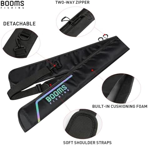 Booms Fishing PB3 6.4ft~8ft Fishing Rod Case, Portable Folded Fishing Pole Case with Two-Way Zippers, 1ft /7.7" Extended Design Fishing Rod Bag, Fit for 2~3 Fishing Poles, 76"~96" - Image 5