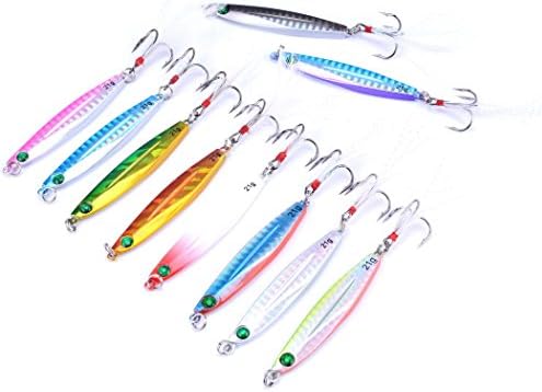 Aorace 10pcs Hard Metal Jigs Diving Sea Fishing Lures Minnow Popper Baits Tackle Crankbait Saltwater Freshwater Lures with Feather by Aorace