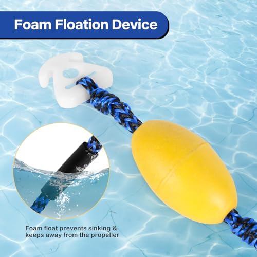 Heavy Duty Boat Tow Harness, Floating Ski Tow Boat Harness with Stainless Steel Hooks, Pulley and Float, Self Centering Tube Rope Tow Harness for Tubing, Water Skiing, Wakeboarding - Image 4