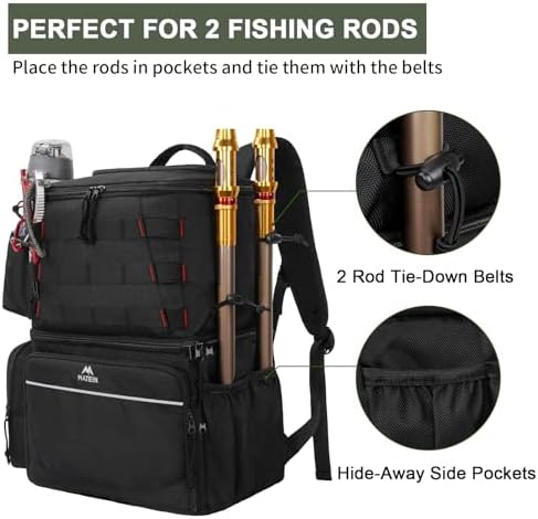 MATEIN Fishing Backpack, Tackle Storage Bag with Rod Holders & Cooler - Image 4