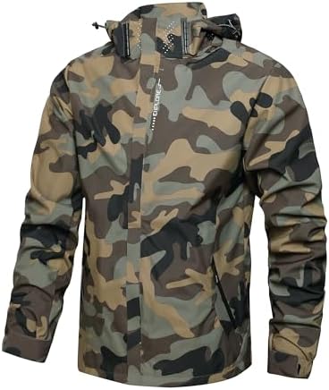 Men's Lightweight Waterproof Rain Jacket,Shell Hooded Outdoor Raincoat Hiking Windbreake jacket by Hikevitang