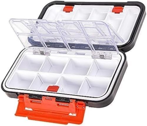 Fishing Tackle Storage Box, Double Sided Waterproof, 16 Compartments, Fishing Lure Box Storage Containers (Black) by Unknown