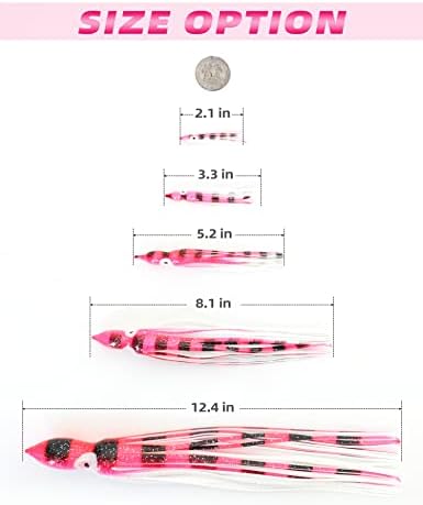 BLUEWING Trolling Squid Skirts Fishing Saltwater 2,3,5,8,12 Inch Octopus Lures 1pcs/5pcs - Image 5