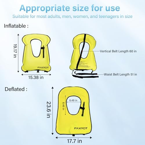 Snorkel Vest, Adults Portable Kayaking Buoyancy Inflatable Swim Vest Jackets, Diving Surfing Adjustable Snorkeling Vest Swimming Jacket for Outdoor Water Sports Fun Safety - Image 4