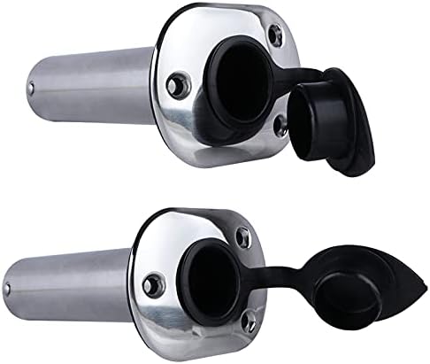 Hoffen 2Pcs Boat Stainless Steel Fishing Rod Holder Flush Mount 15/30/90 Degree with PVC Cap,Inner Tube and Gasket - Image 5