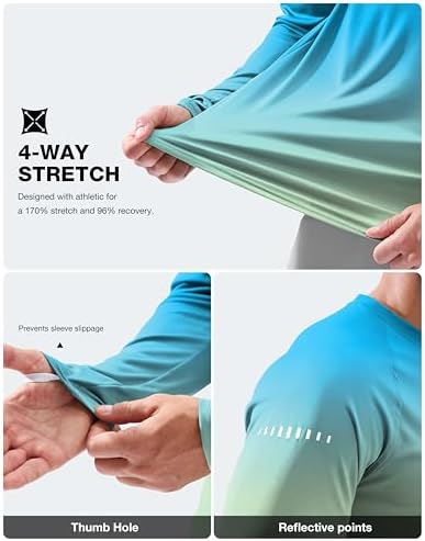 Men's Sun Protection Swim Long Sleeve UPF 50+ Rash Guard Lightweight Shirts - Image 6