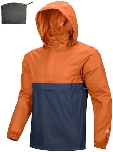Outdoor Ventures Men's Rain Jacket Waterproof Lightweight Packable Pullover by OutdoorVentures