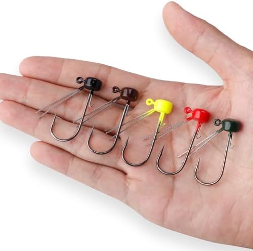 Dr.Fish 10 Pack Ned Rig Jig Heads, Weedless Mushroom Jig Heads Bass Fishing Hooks for Soft Lures Swimbaits Worms Freshwater - Image 7