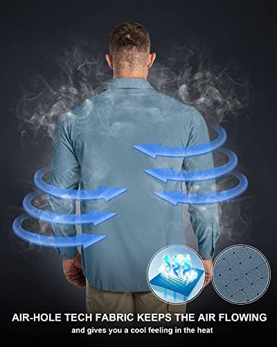 33,000ft Men's Long Sleeve Sun Protection Shirt UPF 50+ UV Quick Dry Cooling Fishing Shirts for Travel Safari Camping Hiking - Image 2