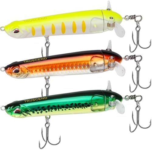 TRUSCEND Top Water Fishing Lures with BKK Hooks, Easy Catch Plopper Lure for Freshwater or Saltwater, Floating Lures for Bass, Pike, Catfish, Surface Wobble PoPobait Bass Baits Fishing Gifts for Men by TRUSCEND