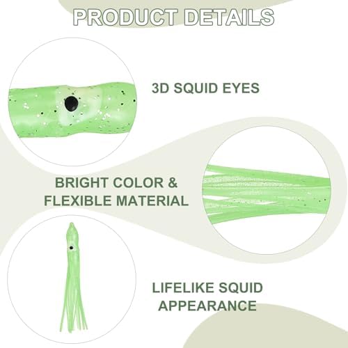 Fishing Squid Skirts, Glow Soft Plastic Trolling Lures Luminous -Fitting for (Bass/Trout/Salmon/Saltwater/Fishing Bait) - Image 3