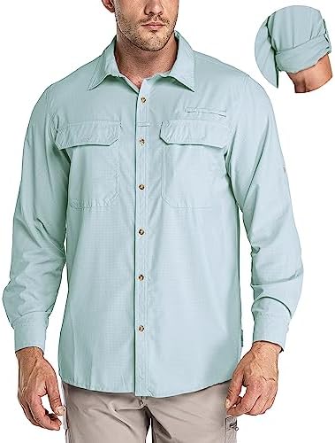33,000ft Men's Long Sleeve Sun Protection Shirt UPF 50+ UV Quick Dry Cooling Fishing Shirts for Travel Safari Camping Hiking by 33000ft