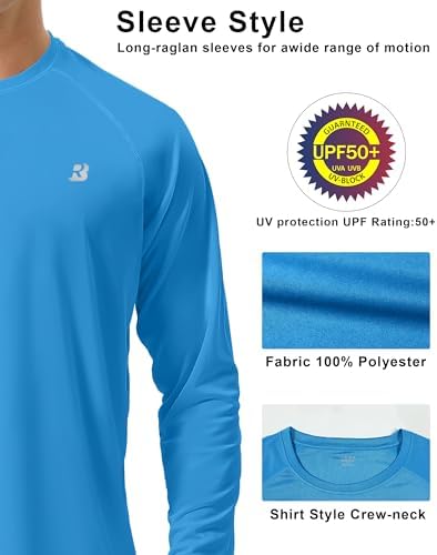 Roadbox Men's UPF 50+ UV Sun Protection Shirts, Long Sleeve Swim Rash Guard - Image 4