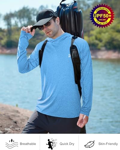 Roadbox Men's UPF 50+ Fishing Shirts, Long Sleeve UV Sun Protection Hoodie - Image 5