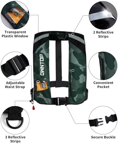Owntop Automatic/Manual Inflatable Swim Jacket, Manual Convertible & Highly Visible, Storage Pocket with Zipper, 24g CO2 Cylinder Included, Low Profile for Kayak, Fishing, Paddle Sports - Image 4