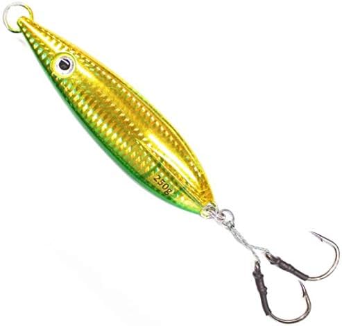 Calissa Offshore Tackle Fast Fall Jig 80g 150g 250g 300LBS Assist Hooks 3/0 Butterfly - Vertical Speed Lure Slow Pitch Flat - Glow Color Painted on Both Sides by CalissaOffshoreTackle