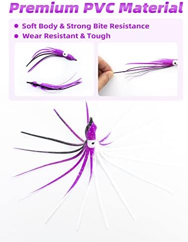 BLUEWING Trolling Squid Skirts Fishing Saltwater 2,3,5,8,12 Inch Octopus Lures 1pcs/5pcs - Image 3