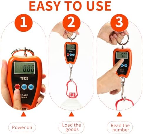 440lb/200kg Digital Crane Scale - Compact LCD Handheld Hanging Scale for Garage, Farm, Hunting, Fishing & More(200kg/Plastic/Orange) - Image 4