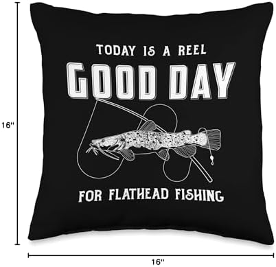 Funny Flathead Catfish Reel Good Day Fishing Pun Throw Pillow - Image 4