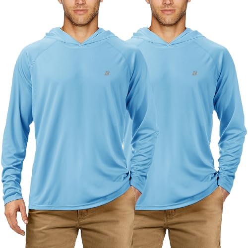 Roadbox Mens Fishing Sun Hoodie, Long Sleeve UPF 50+ UV Protection Shirts by Roadbox