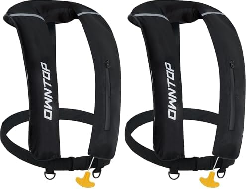 Owntop Inflatable Swim Vest Manual, Soft Padded Neckline, Secure Reflective Tapes, 24g CO2 Cartridge Included, Lightweight for Kayak, Fishing, Paddle Sports by Owntop