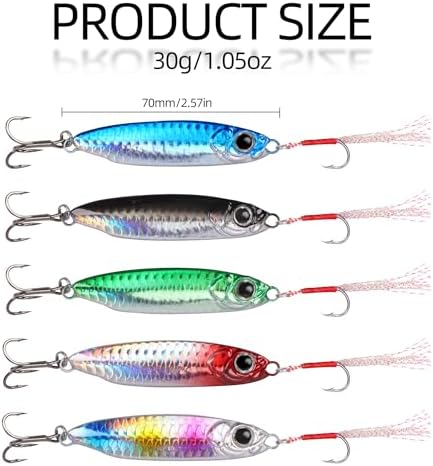 Tripquips Saltwater Jigs Fishing Lures with Ultra-Sharp Hooks, Saltwater Spoon Lure for Tuna Salmon Grouper, Sea Fishing Jigging Lure, Trolling Spoon for Bass Fishing - Image 6