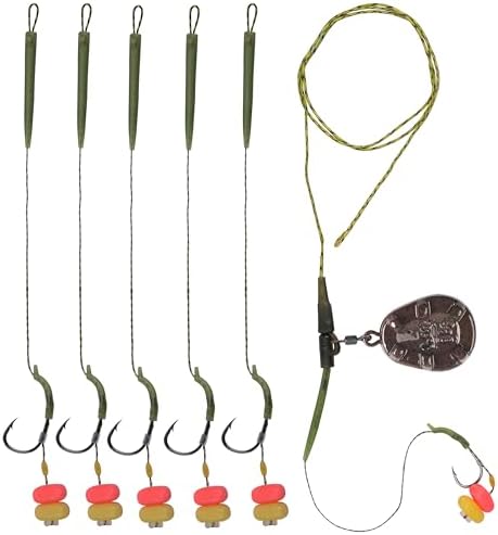 Carp Fishing Hair Rigs Fishing Accessories Set Carp Sinker Weights Bait Rig Set Up Swivels Hooks Corn Bait Leader Rigs for Bass Catfish Fish Tackle Rigs by JOGFFDE