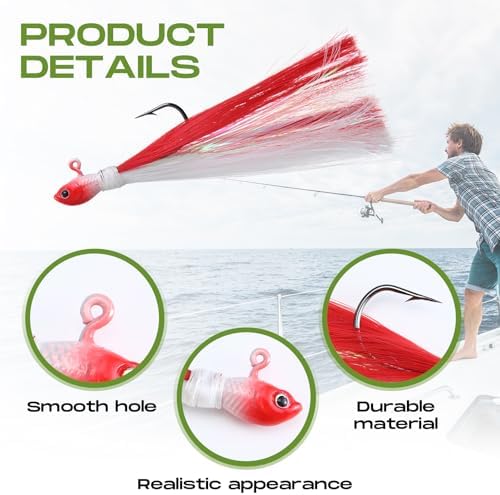 10 Pcs Bucktail Jigs Saltwater Hair Jig Fishing Lures - Image 3