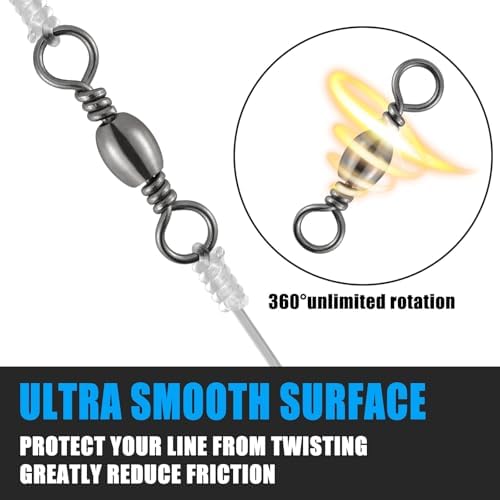 Dr.Fish Barrel Swivels Fishing Tackles, Fishing Swivels for Salwater & Freshwater, Available from #16-#6/0, Leader Line Lure Connector - Image 4