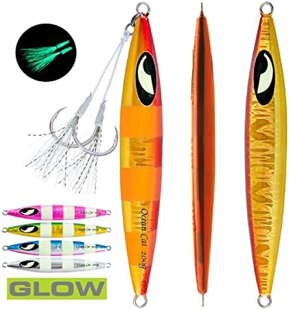 OCEAN CAT Lead Metal Flat Slow Fall Pitch Fishing Jigs Lures Sinking Vertical Jigging Bait with Butterfly Hook for Saltwater Fishing - Image 3