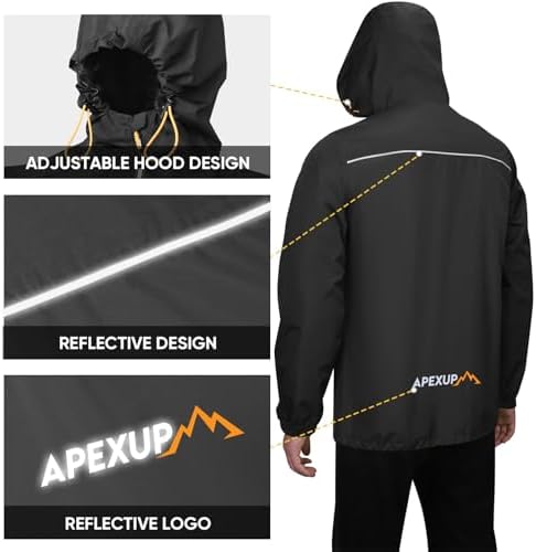 APEXUP Packable Rain Jacket Men Waterproof Lightweight Raincoat with Hood - Image 2