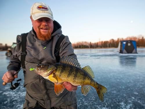 Northland Tackle Rigged Tungsten Pin Fry Ice Fishing Jig with Minnow Fry Body, 2 Pre-Rigged Jig Heads & 3 Extra Ice Fishing Plastics, Tungsten Jig Heads for Panfish, 1/28 Oz, Glo White - Image 2