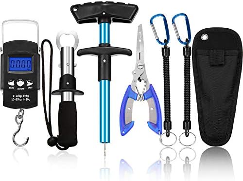 Honoson Fishs Hook Remover Tools Kit Include 1 Pcs Handheld Digital Fish Scale and Fishing Hook Remover Tool and Fish Lip Gripper and Fishing Plier with Sheath and 2 Pcs Fishs Tool Lanyards by Honoson