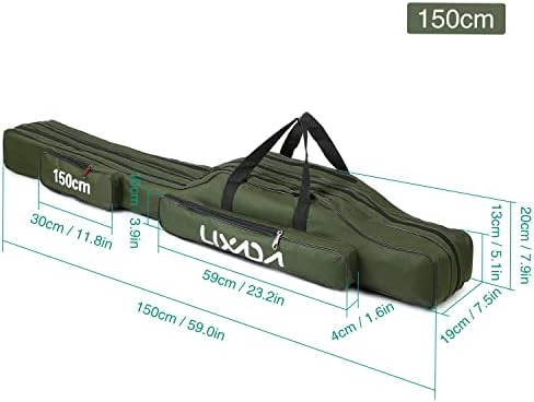 Lixada Fishing Rod Case - 3 Layers Oxford Bag, Portable Folding Carrier for Rods and Reels, Tackle Storage Travel Bag, 90cm/120cm/150cm Optional - Image 5