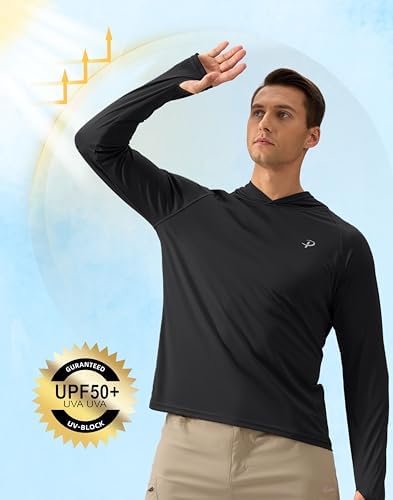 Pudolla Men's Sun Protection Hoodie Shirts UPF 50+ Fishing Hiking Shirt - Image 5
