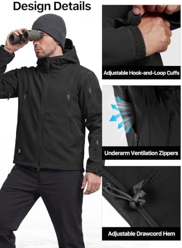 FREE SOLDIER Men's Hooded Waterproof Softshell Jacket - Image 6