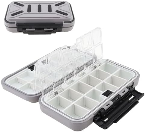 Fishing Tackle Storage Box, Double Sided Waterproof 16 Compartments, Tackle Storage Organizer Box, Fishing Lure Box Storage Containers (Gray) by Unknown
