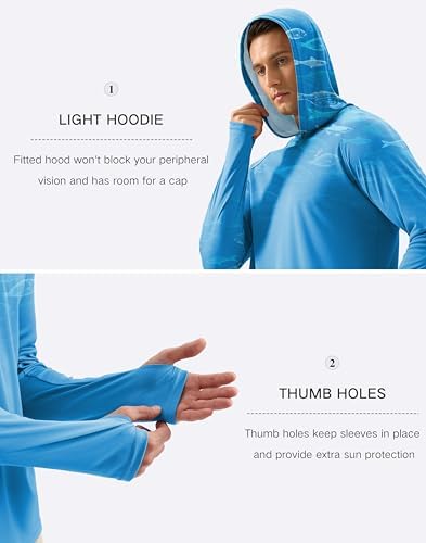 Pudolla Men's Sun Protection Hoodie Shirts UPF 50+ Fishing Hiking Shirt - Image 6