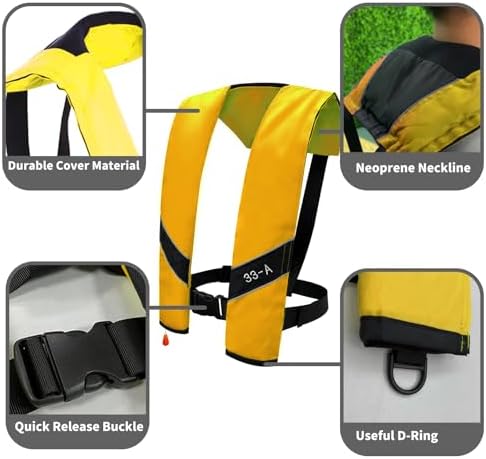 Automatic Inflatable Life Jacket|Life Vest for Adults|PFD Low Profile|Supports up to 330 lbs - Image 2