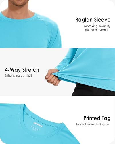 Boladeci Men's UPF 50+ Sun Protection UV SPF Shirts Long Sleeve Lightweight Quick Dry Swim T-Shirts Rash Guard - Image 5