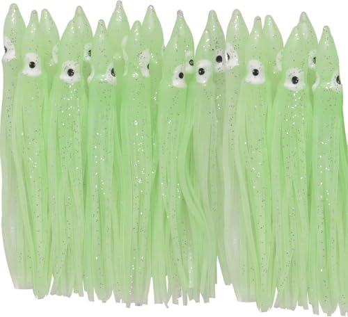 20pcs/40pcs Octopus Skirts Saltwater Soft Plastic Lure Fishing Squid Silicone Lure Bait Glow Trolling Fishing Lure Bass Fishing Tackle Accessories 2.75"/3.54"/4.33" by VATEICO