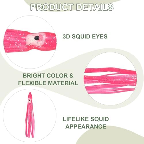 Fishing Squid Skirts, Glow Soft Plastic Trolling Lures Luminous -Fitting for (Bass/Trout/Salmon/Saltwater/Fishing Bait) - Image 3