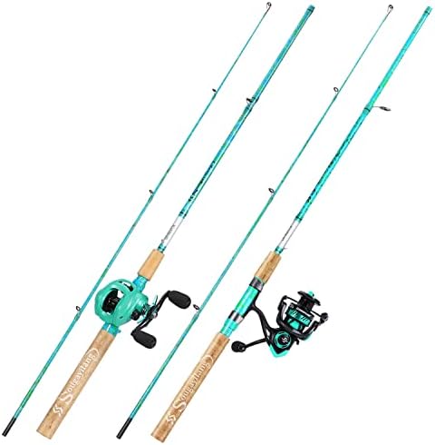 Sougayilang Fishing Rod and Reel Combo, 2-Piece 5-Foot 6-Inch Graphite & Fiberglass Rod, Durable and Strong, Quickset Anti-Reverse Fishing Reel (1Pack/2Pack) by Sougayilang